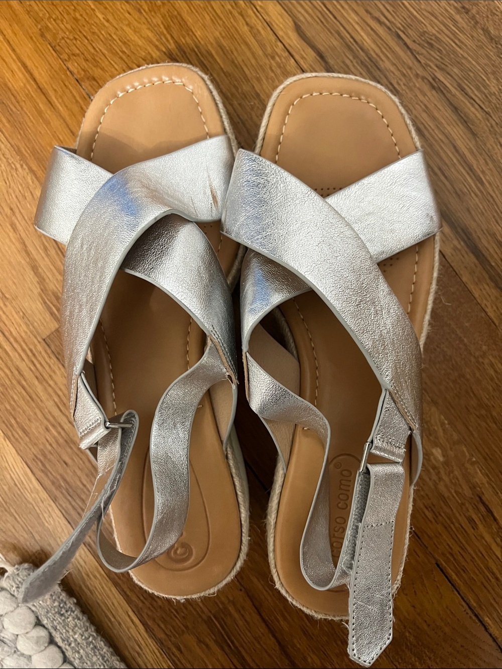 Corso Como Silver Women’s wedge espadrille sandals 10